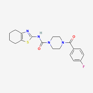 molecular formula C19H21FN4O2S B7051971 4-(4-fluorobenzoyl)-N-(4,5,6,7-tetrahydro-1,3-benzothiazol-2-yl)piperazine-1-carboxamide 