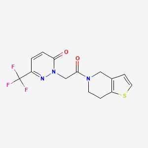 molecular formula C14H12F3N3O2S B7052045 2-[2-(6,7-dihydro-4H-thieno[3,2-c]pyridin-5-yl)-2-oxoethyl]-6-(trifluoromethyl)pyridazin-3-one 