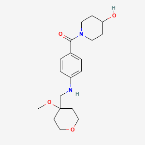 (4-Hydroxypiperidin-1-yl)-[4-[(4-methoxyoxan-4-yl)methylamino]phenyl]methanone