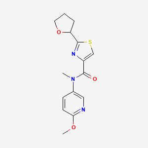 molecular formula C15H17N3O3S B7052251 N-(6-methoxypyridin-3-yl)-N-methyl-2-(oxolan-2-yl)-1,3-thiazole-4-carboxamide 