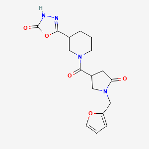 5-[1-[1-(furan-2-ylmethyl)-5-oxopyrrolidine-3-carbonyl]piperidin-3-yl]-3H-1,3,4-oxadiazol-2-one