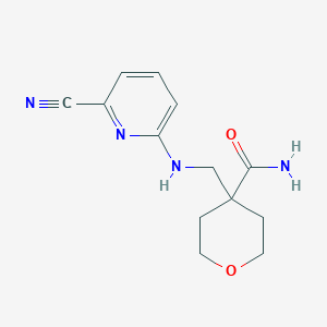 molecular formula C13H16N4O2 B7052286 4-[[(6-Cyanopyridin-2-yl)amino]methyl]oxane-4-carboxamide 