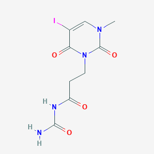 molecular formula C9H11IN4O4 B7052312 N-carbamoyl-3-(5-iodo-3-methyl-2,6-dioxopyrimidin-1-yl)propanamide 