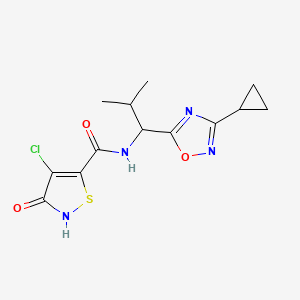 4-chloro-N-[1-(3-cyclopropyl-1,2,4-oxadiazol-5-yl)-2-methylpropyl]-3-oxo-1,2-thiazole-5-carboxamide