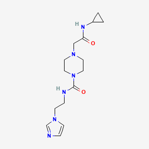 molecular formula C15H24N6O2 B7052379 4-[2-(cyclopropylamino)-2-oxoethyl]-N-(2-imidazol-1-ylethyl)piperazine-1-carboxamide 