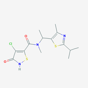 4-chloro-N-methyl-N-[1-(4-methyl-2-propan-2-yl-1,3-thiazol-5-yl)ethyl]-3-oxo-1,2-thiazole-5-carboxamide