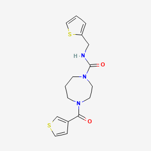 4-(thiophene-3-carbonyl)-N-(thiophen-2-ylmethyl)-1,4-diazepane-1-carboxamide