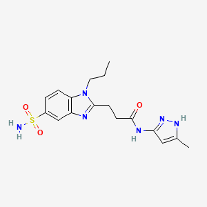 N-(5-methyl-1H-pyrazol-3-yl)-3-(1-propyl-5-sulfamoylbenzimidazol-2-yl)propanamide