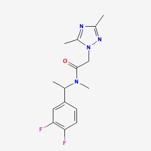 molecular formula C15H18F2N4O B7052599 N-[1-(3,4-difluorophenyl)ethyl]-2-(3,5-dimethyl-1,2,4-triazol-1-yl)-N-methylacetamide 