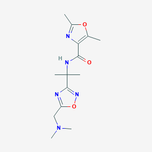 molecular formula C14H21N5O3 B7052656 N-[2-[5-[(dimethylamino)methyl]-1,2,4-oxadiazol-3-yl]propan-2-yl]-2,5-dimethyl-1,3-oxazole-4-carboxamide 