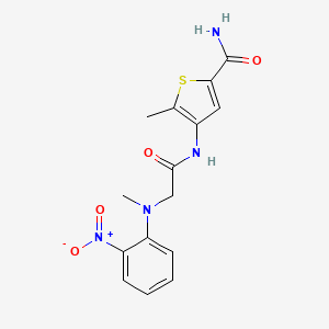 molecular formula C15H16N4O4S B7052657 5-methyl-4-[[2-(N-methyl-2-nitroanilino)acetyl]amino]thiophene-2-carboxamide 