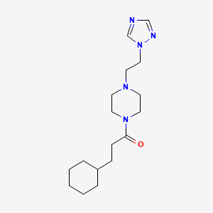 molecular formula C17H29N5O B7052667 3-Cyclohexyl-1-[4-[2-(1,2,4-triazol-1-yl)ethyl]piperazin-1-yl]propan-1-one 