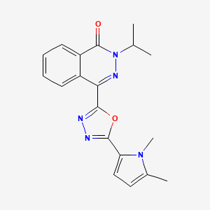 molecular formula C19H19N5O2 B7052680 4-[5-(1,5-Dimethylpyrrol-2-yl)-1,3,4-oxadiazol-2-yl]-2-propan-2-ylphthalazin-1-one 