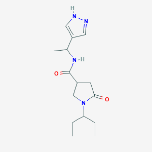 molecular formula C15H24N4O2 B7052731 5-oxo-1-pentan-3-yl-N-[1-(1H-pyrazol-4-yl)ethyl]pyrrolidine-3-carboxamide 