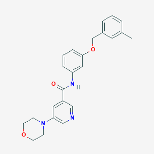 molecular formula C24H25N3O3 B7052739 N-[3-[(3-methylphenyl)methoxy]phenyl]-5-morpholin-4-ylpyridine-3-carboxamide 