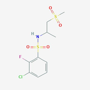 molecular formula C10H13ClFNO4S2 B7052756 3-chloro-2-fluoro-N-(1-methylsulfonylpropan-2-yl)benzenesulfonamide 