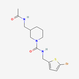 molecular formula C14H20BrN3O2S B7052816 3-(acetamidomethyl)-N-[(5-bromothiophen-2-yl)methyl]piperidine-1-carboxamide 