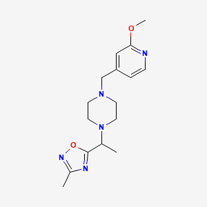 molecular formula C16H23N5O2 B7052834 5-[1-[4-[(2-Methoxypyridin-4-yl)methyl]piperazin-1-yl]ethyl]-3-methyl-1,2,4-oxadiazole 