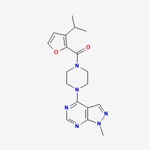 molecular formula C18H22N6O2 B7052860 [4-(1-Methylpyrazolo[3,4-d]pyrimidin-4-yl)piperazin-1-yl]-(3-propan-2-ylfuran-2-yl)methanone 