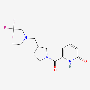 molecular formula C15H20F3N3O2 B7052914 6-[3-[[ethyl(2,2,2-trifluoroethyl)amino]methyl]pyrrolidine-1-carbonyl]-1H-pyridin-2-one 