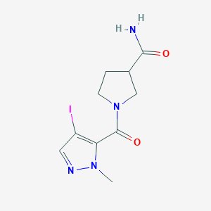 molecular formula C10H13IN4O2 B7053024 1-(4-Iodo-2-methylpyrazole-3-carbonyl)pyrrolidine-3-carboxamide 