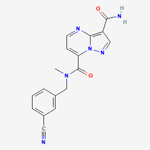 7-N-[(3-cyanophenyl)methyl]-7-N-methylpyrazolo[1,5-a]pyrimidine-3,7-dicarboxamide