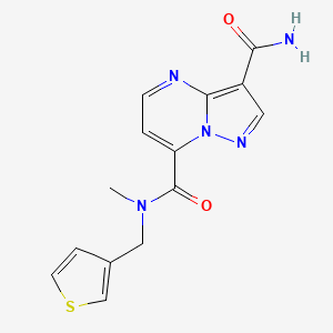 7-N-methyl-7-N-(thiophen-3-ylmethyl)pyrazolo[1,5-a]pyrimidine-3,7-dicarboxamide