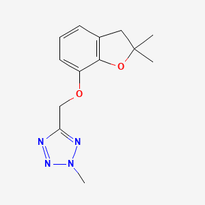 molecular formula C13H16N4O2 B7053143 5-[(2,2-dimethyl-3H-1-benzofuran-7-yl)oxymethyl]-2-methyltetrazole 