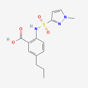 2-[(1-Methylpyrazol-3-yl)sulfonylamino]-5-propylbenzoic acid