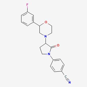 4-[3-[2-(3-Fluorophenyl)morpholin-4-yl]-2-oxopyrrolidin-1-yl]benzonitrile