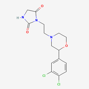 molecular formula C15H17Cl2N3O3 B7053229 3-[2-[2-(3,4-Dichlorophenyl)morpholin-4-yl]ethyl]imidazolidine-2,4-dione 