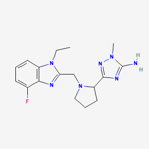 molecular formula C17H22FN7 B7053252 5-[1-[(1-Ethyl-4-fluorobenzimidazol-2-yl)methyl]pyrrolidin-2-yl]-2-methyl-1,2,4-triazol-3-amine 