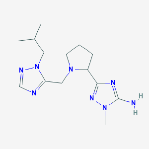 molecular formula C14H24N8 B7053297 2-Methyl-5-[1-[[2-(2-methylpropyl)-1,2,4-triazol-3-yl]methyl]pyrrolidin-2-yl]-1,2,4-triazol-3-amine 