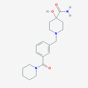 4-Hydroxy-1-[[3-(piperidine-1-carbonyl)phenyl]methyl]piperidine-4-carboxamide