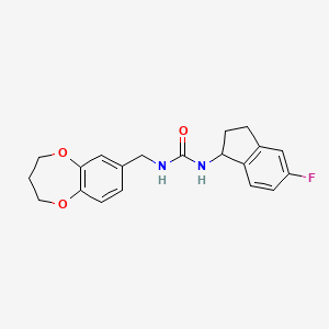 molecular formula C20H21FN2O3 B7053350 1-(3,4-dihydro-2H-1,5-benzodioxepin-7-ylmethyl)-3-(5-fluoro-2,3-dihydro-1H-inden-1-yl)urea 