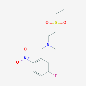 molecular formula C12H17FN2O4S B7053351 2-ethylsulfonyl-N-[(5-fluoro-2-nitrophenyl)methyl]-N-methylethanamine 