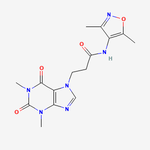 molecular formula C15H18N6O4 B7053361 3-(1,3-dimethyl-2,6-dioxopurin-7-yl)-N-(3,5-dimethyl-1,2-oxazol-4-yl)propanamide 