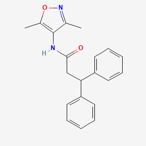 molecular formula C20H20N2O2 B7053366 N-(3,5-dimethyl-1,2-oxazol-4-yl)-3,3-diphenylpropanamide 