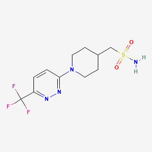 molecular formula C11H15F3N4O2S B7053371 [1-[6-(Trifluoromethyl)pyridazin-3-yl]piperidin-4-yl]methanesulfonamide 