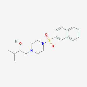 molecular formula C19H26N2O3S B7053375 3-Methyl-1-(4-naphthalen-2-ylsulfonylpiperazin-1-yl)butan-2-ol 