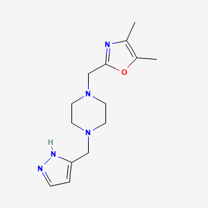 4,5-dimethyl-2-[[4-(1H-pyrazol-5-ylmethyl)piperazin-1-yl]methyl]-1,3-oxazole