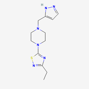 molecular formula C12H18N6S B7053384 3-ethyl-5-[4-(1H-pyrazol-5-ylmethyl)piperazin-1-yl]-1,2,4-thiadiazole 