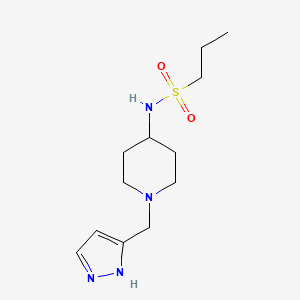 molecular formula C12H22N4O2S B7053393 N-[1-(1H-pyrazol-5-ylmethyl)piperidin-4-yl]propane-1-sulfonamide 