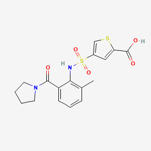 molecular formula C17H18N2O5S2 B7053411 4-[[2-Methyl-6-(pyrrolidine-1-carbonyl)phenyl]sulfamoyl]thiophene-2-carboxylic acid 