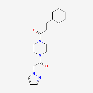 3-Cyclohexyl-1-[4-(2-pyrazol-1-ylacetyl)piperazin-1-yl]propan-1-one