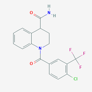 1-[4-chloro-3-(trifluoromethyl)benzoyl]-3,4-dihydro-2H-quinoline-4-carboxamide