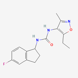 molecular formula C16H18FN3O2 B7053546 1-(5-ethyl-3-methyl-1,2-oxazol-4-yl)-3-(5-fluoro-2,3-dihydro-1H-inden-1-yl)urea 