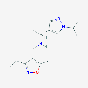 N-[(3-ethyl-5-methyl-1,2-oxazol-4-yl)methyl]-1-(1-propan-2-ylpyrazol-4-yl)ethanamine