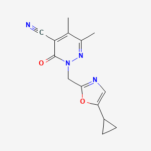 2-[(5-Cyclopropyl-1,3-oxazol-2-yl)methyl]-5,6-dimethyl-3-oxopyridazine-4-carbonitrile