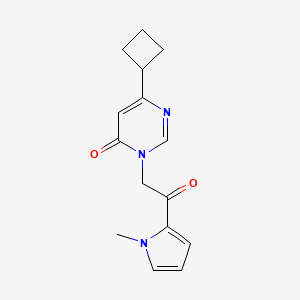 molecular formula C15H17N3O2 B7053638 6-Cyclobutyl-3-[2-(1-methylpyrrol-2-yl)-2-oxoethyl]pyrimidin-4-one 